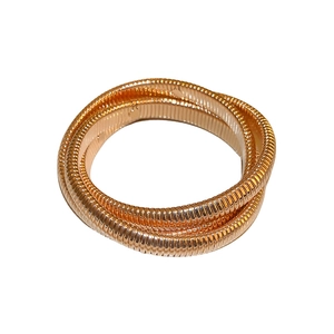 Vintage rose gold multilayer spiral elastic bangle bracelet with wide textured metal design