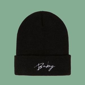 Acrylic Knit Beanie Hat Cuffed Ribbed Warm Autumn Winter Embroidery Baby Letter Pattern Fashion Casual Women Men