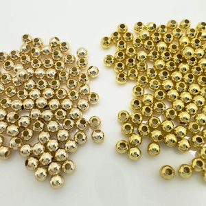 Perle distanziatrici tonde in rame dorato lucido per creazione di gioielli DIY