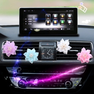 Car Air Vent Aromatherapy Clip Resin Lotus Flower Rhinestone Fragrance Diffuser Decorative Interior Ornament For Women