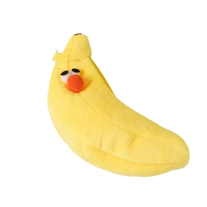 Cute banana shaped plush pencil case with cartoon face and soft yellow fabric