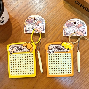 Creative toast magnetic drawing board keychain with 90-bead stress relief design