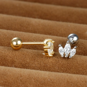 Marquise zircon screw back cartilage earring in gold and silver finish options