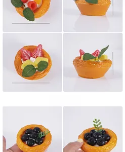 Detailweergave van kunstmatig fruit-ei-taartmodel met afmetingen en realistische texturen