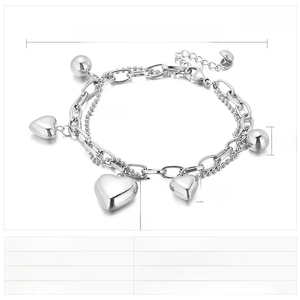 Spécifications détaillées pour le bracelet à charms cœur multicouche en acier inoxydable