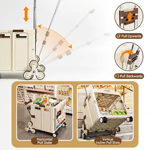 Chariot pliable pour animaux avec roues d'escalade et poignée réglable pour chats et chiens