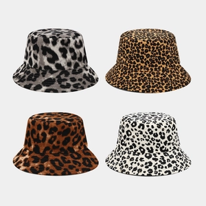 Leopard Print Bucket Hat Cotton Reversible Sun Protection Outdoor Casual Basin Cap For Women Men