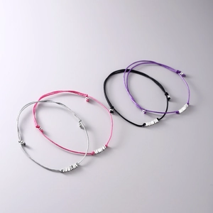 Minimalist adjustable S925 sterling silver cord bracelets in four colors for women