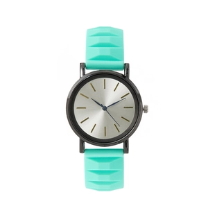 Minimalist Quartz Watch Silicone Textured Strap Sunray Dial Analog Wristwatch Casual Fashion For Men Women