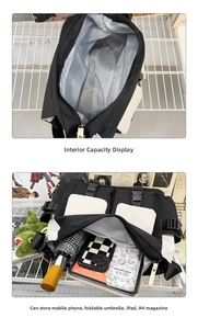 Internal storage view of the messenger bag showing space for an iPad and daily essentials