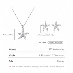 S925 sterling silver starfish jewelry set with pearls including necklace and earrings