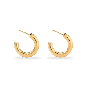 18K gold plated stainless steel chunky C-shape hoop earrings for women in gold finish