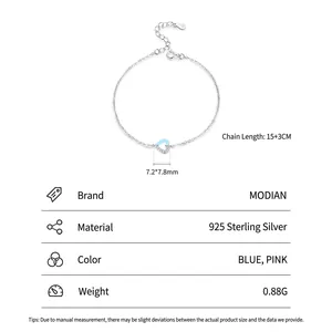 S925 sterling silver heart bracelet with blue enamel and micro-inlaid zircon stones