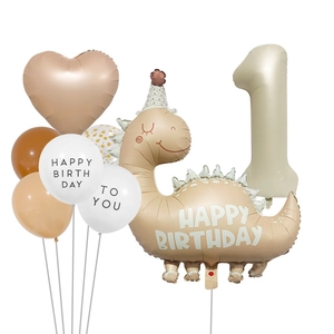 Détails des ballons dinosaures mats et numéro un pour une fête de premier anniversaire