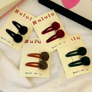 Rose Flower Hair Clips Velvet Metal Snap Closure Vintage French Style Handmade Hairpin Accessories Women Girls