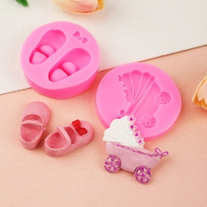 Baby shoe and stroller silicone mold set for DIY chocolate and cake decoration