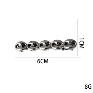 Silver metal link hair clip with 6cm length and 1cm height showing product dimensions
