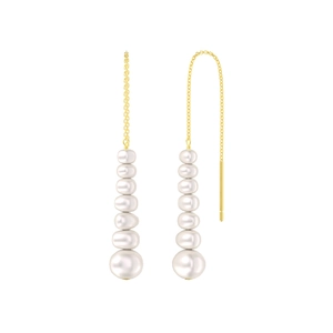 Elegant 925 sterling silver drop earrings featuring graduated natural freshwater pearls