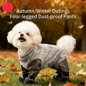 Dog Jumpsuit With Boots All In One Pet Warm Winter Clothes Waterproof Anti Dirt Dustproof For Small Dogs