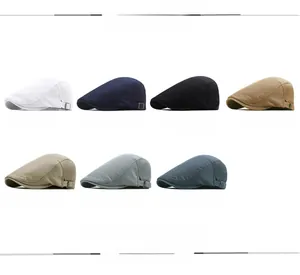Detailed grid view of adjustable mesh flat caps in seven neutral colors for summer sun protection
