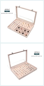 Pink velvet jewelry display box with transparent window lid and secure buckle detail