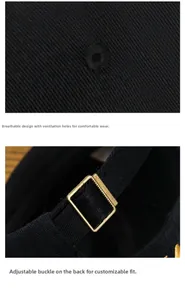 Detailed view of baseball cap eyelets and adjustable metal buckle on cotton twill fabric
