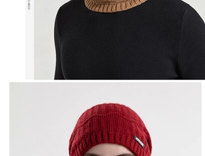 Detailaufnahme von Strickmütze und Loopschal Set mit weicher Rippenstruktur