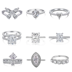 925 Sterling Silver Ring For Women Luxury Sparkling Rhinestone Heart Butterfly Geometric Engagement Wedding Jewelry Fine Finger Ring