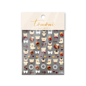 Japanese style cute bear and lucky bow nail art stickers set with thin flexible texture
