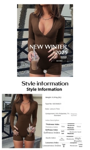 Brown long sleeve romper detail showing 93% polyester and 7% elastane fabric composition