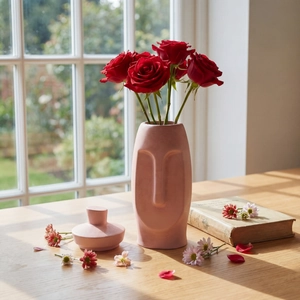 Abstract face resin mold for DIY storage jar and flower vase with 3D facial relief
