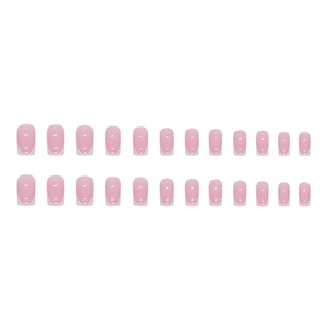 Classic white French manicure set with 24 medium-length square oval false nails