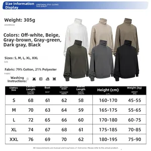 Tabella taglie dettagliata per t-shirt termica uomo a collo alto con specifiche tessuti