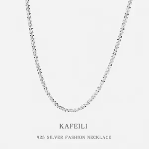 Sparkling 925 Sterling Silver Necklace For Women Italian Craftsmanship Minimalist Shimmering Clavicle Chain Jewelry Elegant Gift