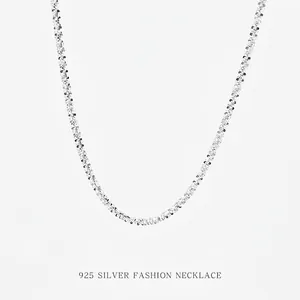 Sparkling 925 Sterling Silver Necklace For Women Italian Craftsmanship Minimalist Shimmering Clavicle Chain Jewelry Elegant Gift