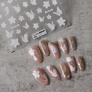 3D embossed butterfly nail stickers Morning Dew collection with floral patterns