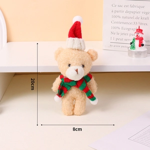 Detail showing plush Christmas teddy bear dimensions of 20cm height and 8cm width
