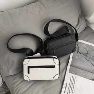 Minimalist Small Square Crossbody Bag PU Leather Box Shape Reinforced Corners Wide Adjustable Strap Streetwear For Women