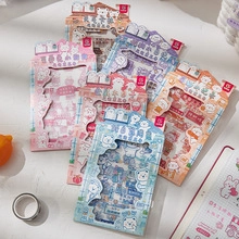 Vue à plat de divers autocollants de récompense de dessins animés et kits de scrapbooking
