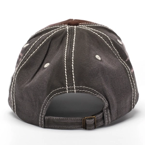 Vintage washed cotton baseball cap with white contrast stitching and adjustable metal buckle
