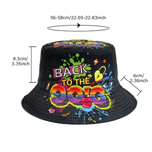 Chapeau bob noir classique style années 90 avec imprimé graffiti et dimensions