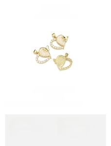 Detail specifications for heart and butterfly pendants in 18K gold-plated opal design