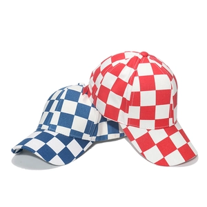Casquettes de baseball rétro à damier rouge-blanc et bleu-blanc pour protection solaire