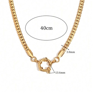 18k gold plated stainless steel chunky chain necklace with a 13.6mm spring ring clasp
