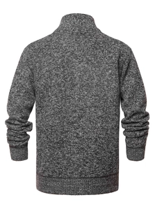 Vista posteriore del cardigan da uomo in maglia grigio scuro con dettagli a costine