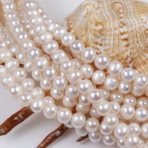 Filo di perle d'acqua dolce bianche naturali per gioielli fai-da-te lucidi