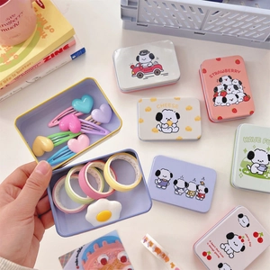 Cute cartoon puppy tin storage box organizer set in various pastel colors and patterns