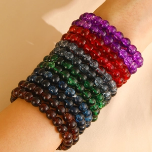 Gekleurde elastische armbanden met kraakglas kralen voor dames, modieuze sieraden