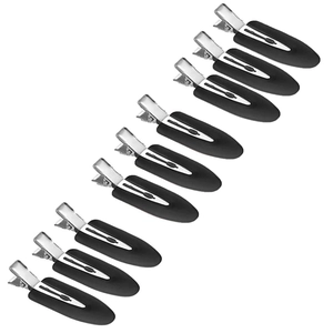 12er-Set matte schwarze nahtlose Haarklammern in Blattform mit Entenschnabel-Metallfedern