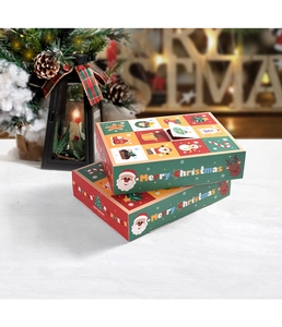 Christmas countdown blind box with festive red and green reindeer and Santa graphics